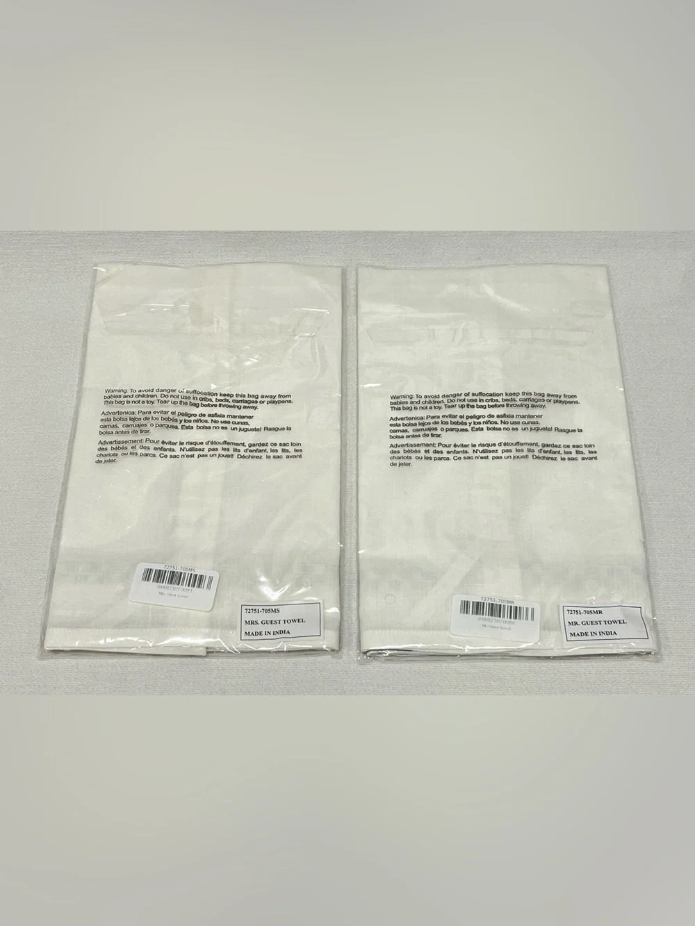 New - Mackenzie Childs KING / QUEEN / MRS / MR cotton/linen guest towel bundle